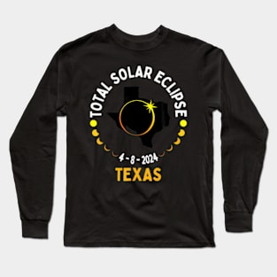 America Totality 04 08 24 Total Solar Eclipse 2024 Texas Long Sleeve T-Shirt